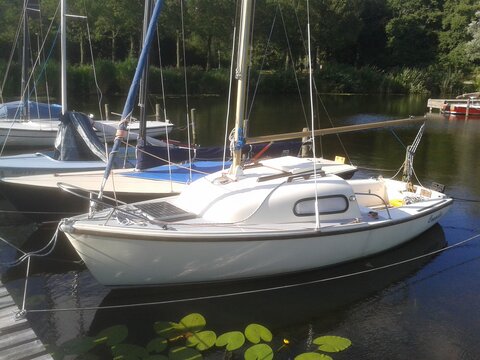 A picture of Coppelia on her mooring